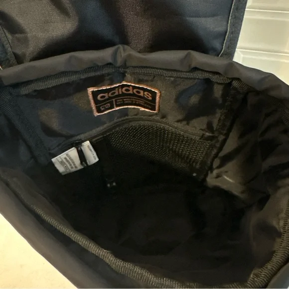 ADIDAS BLACK FAUX LEATHER ROSE GOLD SMALL FESTIVAL‎ DRAWSTRING BACKPACK - Picture 9 of 11